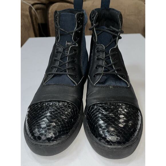 Gram Men’s Triple Textured High Top Sneaker Worn 1X Navy/Black Size 9.5 (43) - Picture 11 of 11